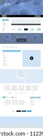 Light BLUE vector web ui kit with lamp shapes. Creative illustration in halftone marble style with gradient. This sample is for your landing page.