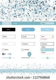 Light BLUE vector web ui kit with spheres. Web ui kit with abstract gradient circles in its header. This template you can use for landing pages.