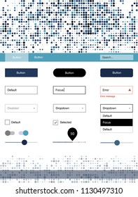 Light BLUE vector web ui kit with spheres. Beautiful ui ux kit with colorful dots in its header. Modern template for your landing page.