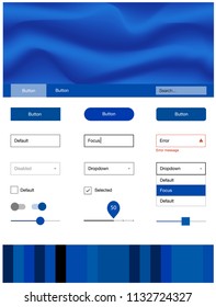 Light BLUE vector web ui kit with lamp shapes. Shining curly illustration in marble style with gradient. This sample is for your website.