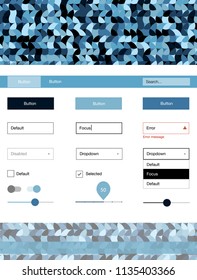 Light BLUE vector web ui kit with spheres. Modern Style guide with colorful gradient circles in its header. This template you can use for landing pages.