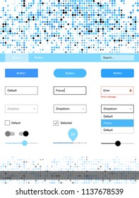 Light BLUE vector web ui kit with spheres. Colorful Style guide with circles on abstract background. This template you can use for websites.