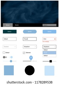 Light BLUE vector web ui kit with nebula stars. Modern Style guide with colorful gradient sky in its header. Modern template for your landing page.