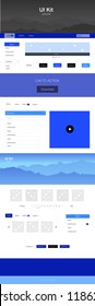 Light BLUE vector web ui kit with mountains. Decorative ui kit design in abstract style with colorful rocks. Beautiful layout for websites, landing pages.