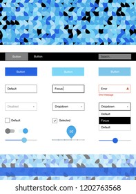 Light BLUE vector web ui kit with spheres. Simple Material Design Kit with colorful dots in header. This sample is for your website.