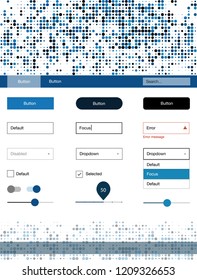 Light BLUE vector web ui kit with spheres. Beautiful ui ux kit with colorful dots in its header. Modern template for your landing page.
