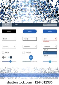 Light BLUE vector web ui kit with spheres. Modern Style guide with colorful gradient circles in its header. Simple colorful design for websites.