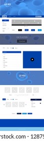 Light BLUE vector web ui kit with lamp shapes. Creative illustration in halftone marble style with gradient. Modern template for your landing page.