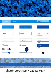 Light BLUE vector web ui kit with spheres. Colorful ui/ux kit with header consisted of spheres. This template you can use for landing pages.