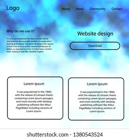 Light BLUE vector web ui kit with nebula stars. Modern Style guide with colorful gradient sky in its header. This template you can use for landing pages.