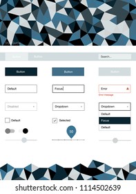 Light BLUE vector wireframe kit with crystals. Colorful Style guide with triangles on abstract background. This sample is for your website.