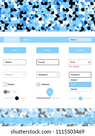 Light BLUE vector wireframe kit with dots. Beautiful ui ux kit with colorful dots in its header. Beautiful layout for websites, landing pages.