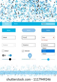 Light BLUE vector wireframe kit with dots. Modern Style guide with colorful gradient circles in its header. This sample is for your website.