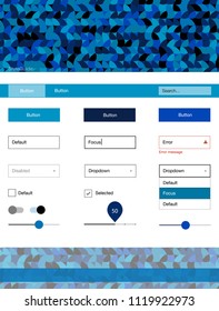 Light BLUE vector wireframe kit with dots. Beautiful ui ux kit with colorful dots in its header. This sample is for your website.