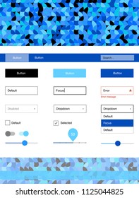 Light BLUE vector wireframe kit with dots. Decorative ui kit design in abstract style with colorful dots. This template you can use for websites.