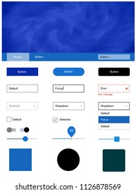 Light BLUE vector wireframe kit with galaxy stars. Beautiful ui ux kit with colorful sky in its header. This sample is for your landing page.