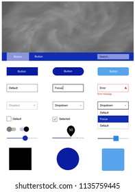 Light BLUE vector wireframe kit with galaxy stars. Beautiful ui ux kit with colorful sky in its header. This template you can use for websites.