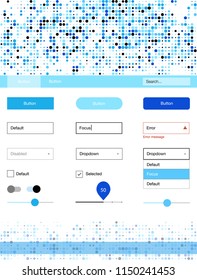 Light BLUE vector wireframe kit with dots. Simple Material Design Kit with colorful dots in header. This sample is for your website.