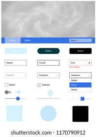 Light BLUE vector wireframe kit with galaxy stars. Colorful ui/ux kit with header consisted of clouds & stars. This sample is for your landing page.