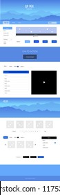 Light BLUE vector wireframe kit with nature. Colorful Style guide with mountains on abstract background. Modern template for your landing page.