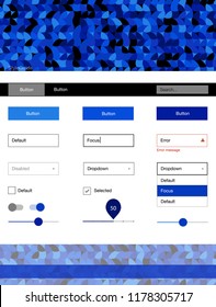 Light BLUE vector wireframe kit with dots. Colorful ui/ux kit with header consisted of spheres. This template you can use for landing pages.