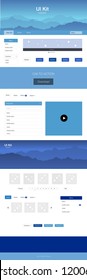 Light BLUE vector wireframe kit with nature. Decorative ui kit design in abstract style with colorful rocks. Simple colorful design for tourist websites.