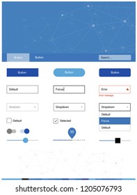 Light BLUE vector wireframe kit with crystals, circles. Ui kit design in abstract style with colorful crystals, circles. Beautiful layout for websites, landing pages.