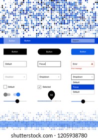 Light BLUE vector wireframe kit with dots. Decorative ui kit design in abstract style with colorful dots. Beautiful layout for websites, landing pages.