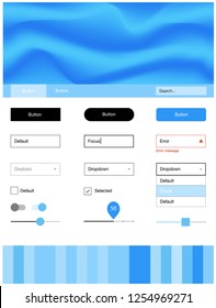 Light BLUE vector wireframe kit with abstract circles. Elegant bright illustration with gradient  in memphis style. Beautiful layout for websites, landing pages.