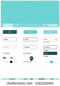 Light BLUE vector wireframe kit with crystals, circles. Web ui kit with abstract triangles, circles in its header. This sample is for your website.