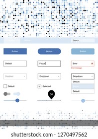 Light BLUE vector wireframe kit with dots. Beautiful ui ux kit with colorful dots in its header. Modern template for your landing page.
