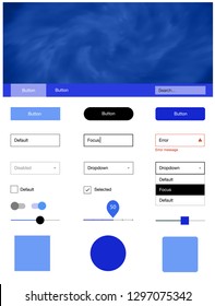 Light BLUE vector wireframe kit with galaxy stars. Beautiful ui ux kit with colorful sky in its header. This template you can use for landing pages.