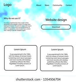 Light BLUE vector wireframe kit with galaxy stars. Simple Material Design Kit with colorful clouds in header. This template you can use for websites.