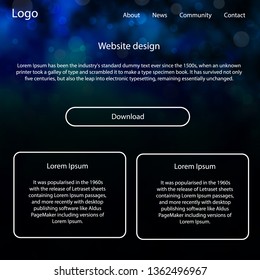 Light BLUE vector wireframe kit with galaxy stars. Modern Style guide with colorful gradient sky in its header. This sample is for your landing page.