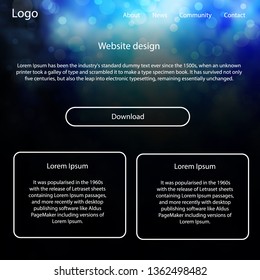Light BLUE vector wireframe kit with galaxy stars. Web ui kit with abstract gradient clouds in its header. This template you can use for websites.