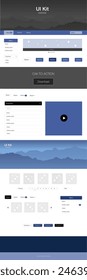 Light BLUE vector wireframe kit with nature. Colorful uiux kit with header consisted of hills  rocks. This sample is for your tourist website.