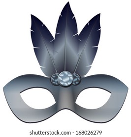 light blue venetian mask with feathers