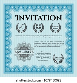 Light blue Vintage invitation. With complex background. Vector illustration. Good design. 