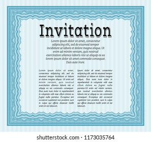 Light blue Vintage invitation. With complex background. Vector illustration. Nice design. 