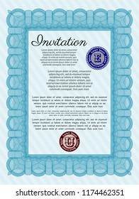 Light blue Vintage invitation. Complex background. Vector illustration. Money design. 