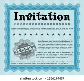 Light blue Vintage invitation. With complex background. Vector illustration. Perfect design. 