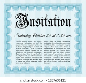 Light blue Vintage invitation. Complex background. Vector illustration. Modern design. 