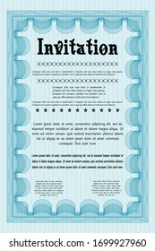 Light blue Vintage invitation. With complex background. Perfect design. Detailed. 