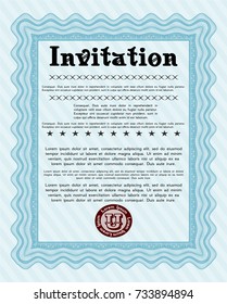 Light blue Vintage invitation. Customizable, Easy to edit and change colors. Easy to print. Modern design. 