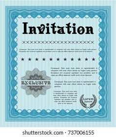 Light blue Vintage invitation. Elegant design. With complex background. Customizable, Easy to edit and change colors. 