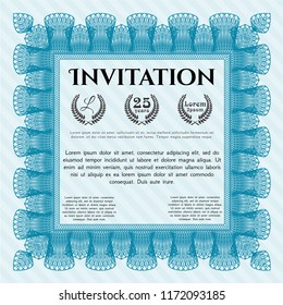 Light blue Vintage invitation. Excellent design. Vector illustration. With background. 