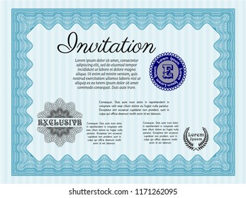 Light blue Vintage invitation. Good design. With background. Vector illustration. 