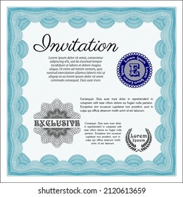 Light blue Vintage invitation. Good design. With quality background. Detailed. 