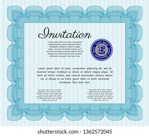 Light blue Vintage invitation. Modern design. Printer friendly. Vector illustration. 