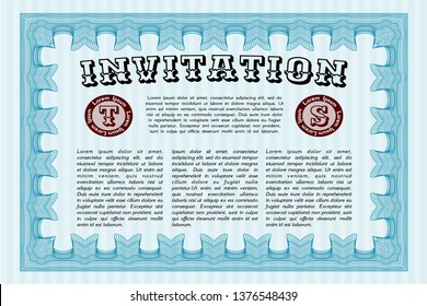 Light blue Vintage invitation. Modern design. Complex background. Vector illustration. 